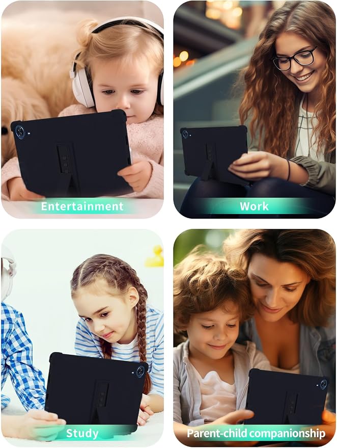 Case for Urao G140L Tablet 14 inch Android 15 TabletWUNIAK Shock Proof Lightweight Stand Rubber Shell Protective CoverKids Friendly Soft Silicone Adjustable Stand CoverBlack