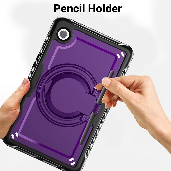 for Samsung Galaxy Tab A9 Case 8.7 inch (SM-X110/X115/X117) with Shoulder Strap 360° Rotatable Kickstad Shockproof Protective Case Cover for iPad mini 7 A17 Pro Black