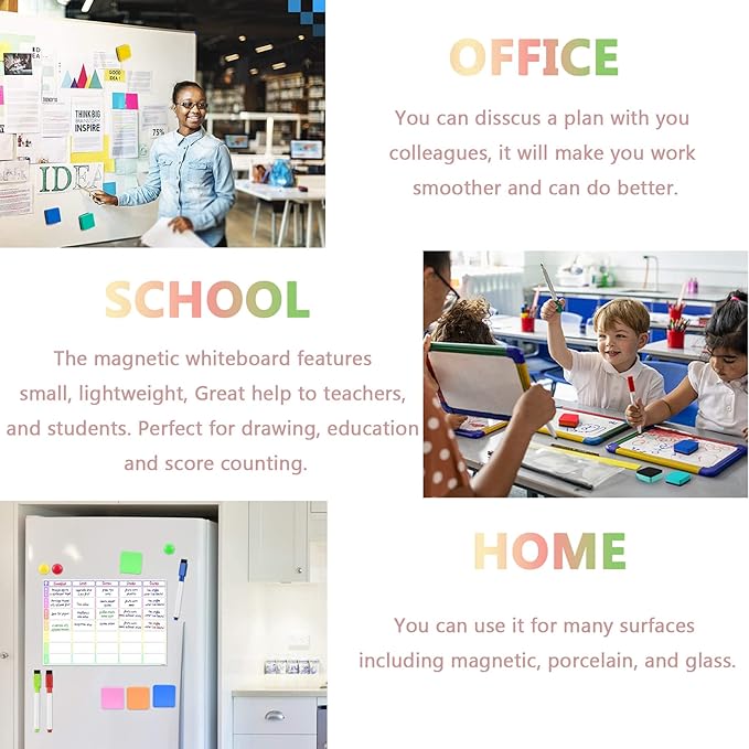 Dry Erase Erasers, AWOWZ 24 Pack Mini Magnetic Whiteboard Dry Eraser Chalkboard Cleaner Bulk for Home, Office and Classroom Teacher Kids Supplies (8 Color, 2 x 2 x 0.79 Inch)