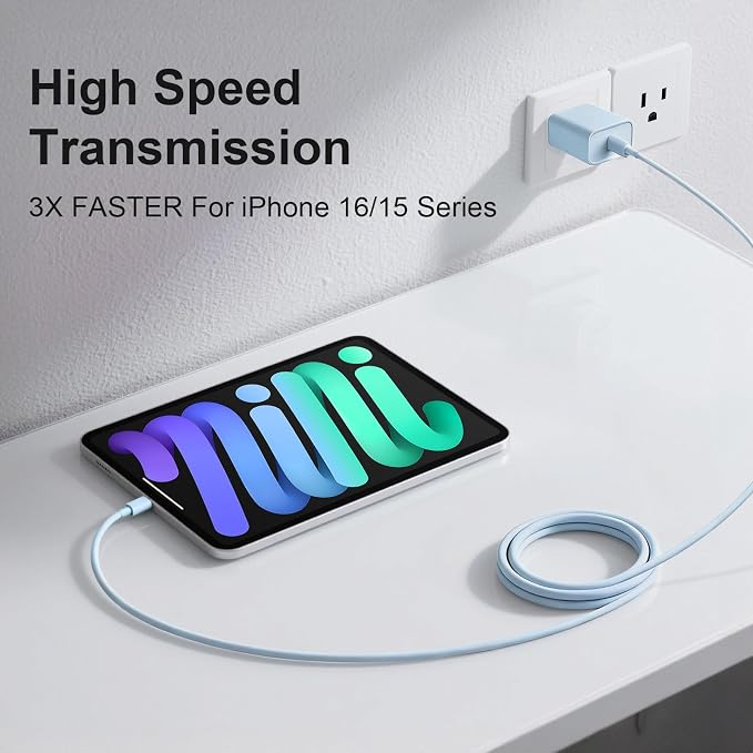 iPhone 17 16 Charger Fast Charging Extra Long 10FT USB C Charger(Black) | for iPhonesiPadsTabletsAndroid devices[ETL SAFETY CERTIFIED] 20W Type C Charger Block with Fast Charging USB C Cables