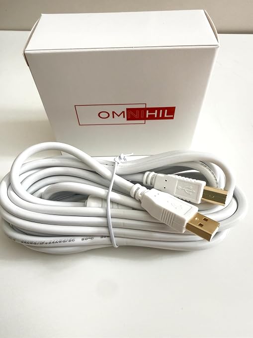 White 15 FT Long High Speed USB 2.0 Cable Compatible with Samson Carbon 49