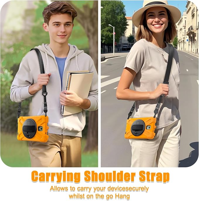Samsung Galaxy Tab Active5/Active 3 8.0 Case with 360 Stand Handle Hand Strap &amp Shoulder Strap for Galaxy Tab Active5 8 2024 X300/X307 Active3 8 2020 T570/T575/T577 (Black)