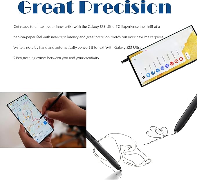 2 Pcs Galaxy S23 Ultra S Pen Replacement for Samsung Galaxy S23 Ultra 5G S Pen WithoutBluetoothAll Versions Touch Pen Stylus Pen (Black)