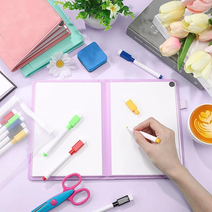 6 Sides Dry Erase Notebook Portable Whiteboards Notebook 9"x6"(a5) Small Reusable Whiteboard Notepad Foldable Anti-ghosting Surface, Travel White Board for Office Study Meeting Planning