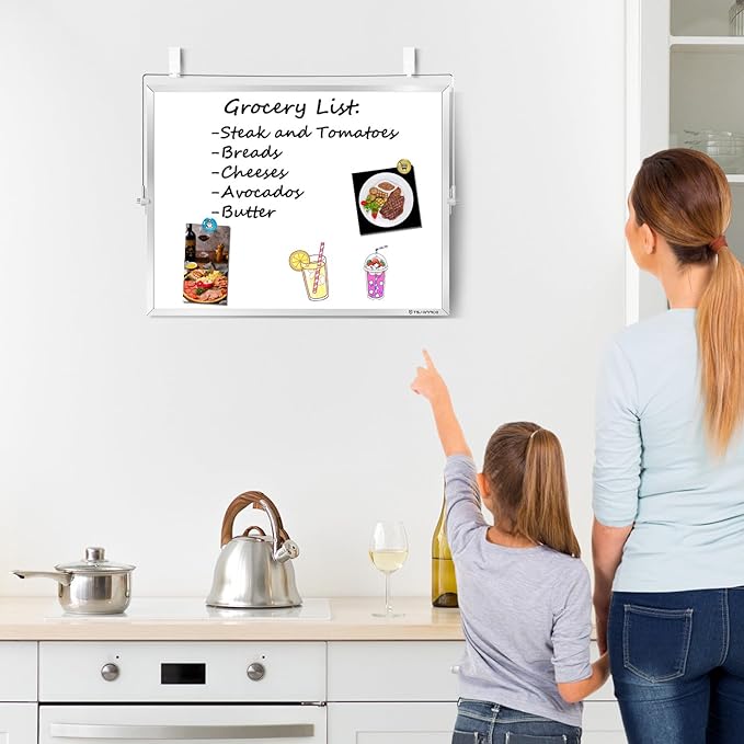 TSJ OFFICE Small White Board - 18 X 14 Inches Small Magnetic Dry Erase Board with Hooks for Wall, Desktop Whiteboard Stand 360 Degrees Revolving Double Sided for Office, Home, School, Silver