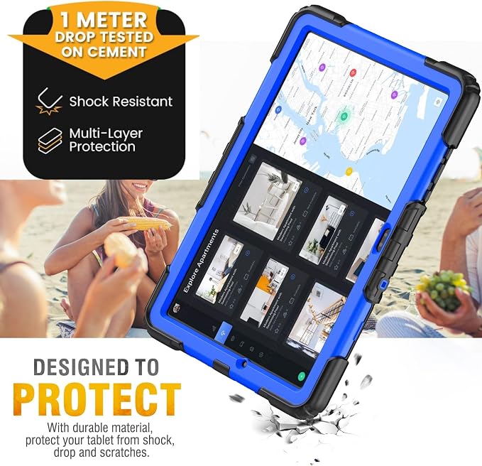 HXCASEAC Case for Samsung Galaxy Tab S10+ Plus / S9 Fe+ / S9+ 5G 12.4 inch Protective with Screen Protector/S Pen Holder/ 360 Rotating Stand Hand Strap - Black