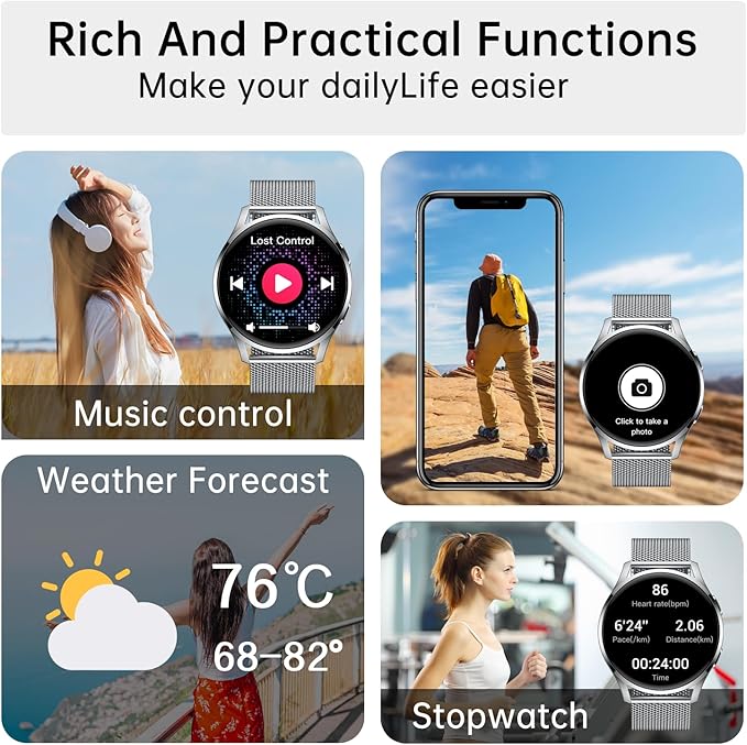 Smart Watch for Men Women Fitness: Waterproof Make/Answer Call Smart Watches for Men Digital Mens Watches Running Step Tracker Smartwatch Android Phones iPhone Samsung Compatible Heart Rate Monitor