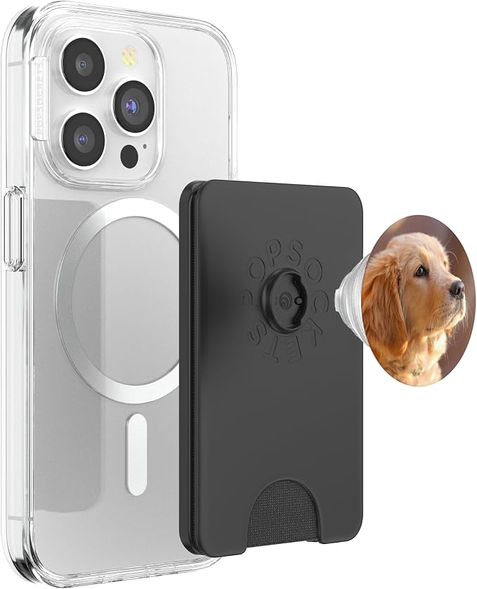 Nikitea Golden Retriever Puppy PopSocket Adhesive PopGrip - Cell Phone Grip Stand - Black - Animal Print - Compatible with Most Phones Tablets and Cases