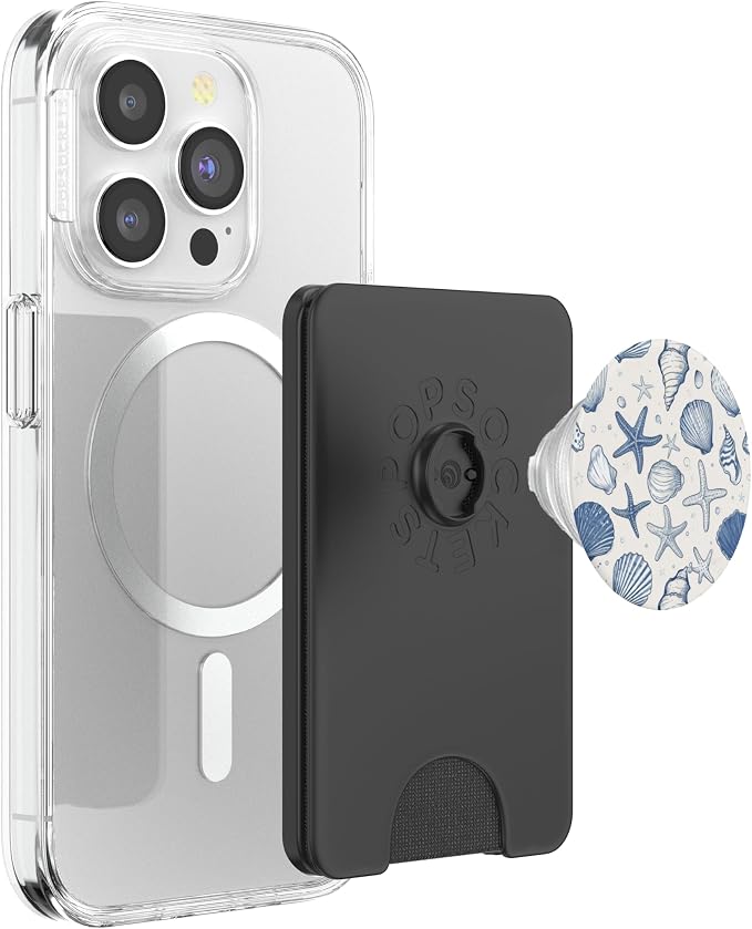 Blue Seashell Starfish Pattern PopSockets PopGrip for MagSafe