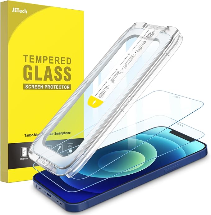 JETech One Touch Install Screen Protector for iPhone 11/XR 6.1-Inch Full Coverage Tempered Glass Film Auto Alignment Tool Kit HD Clear 2-Pack