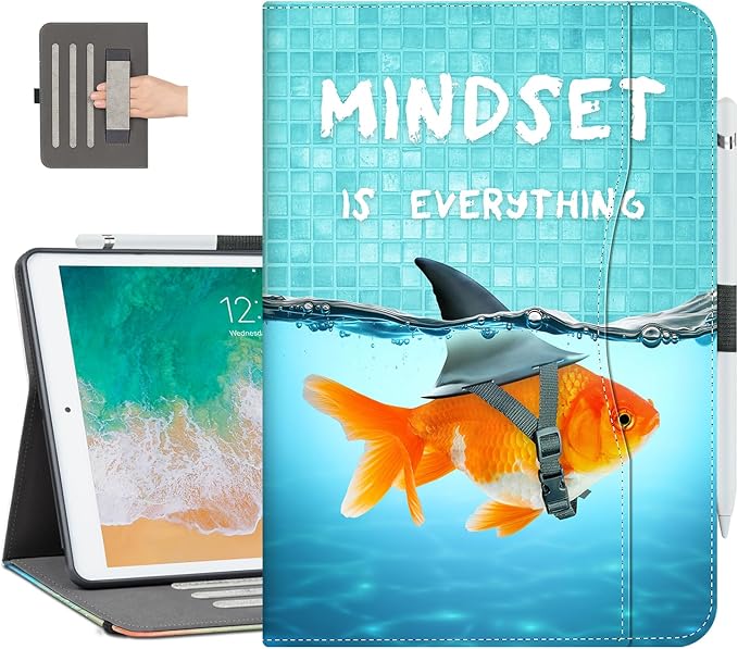 Vimorco for iPad 9th/8th/7th Generation Case 10.2-inch Pencil Holder/Pocket | for iPad Air 3rd Generation Case 10.5-inch for iPad Pro 10.5 Inch Cases Hand Strap Adjustable Angle Beach Path Scenery