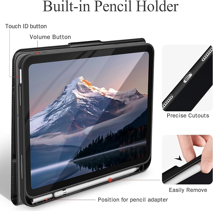 auaua Case for iPad (A16) 11th/10th Generation | with Pencil Holder Pocket Typing Angle Muti-Stand Magnetic Closure Auto Sleep/Wake