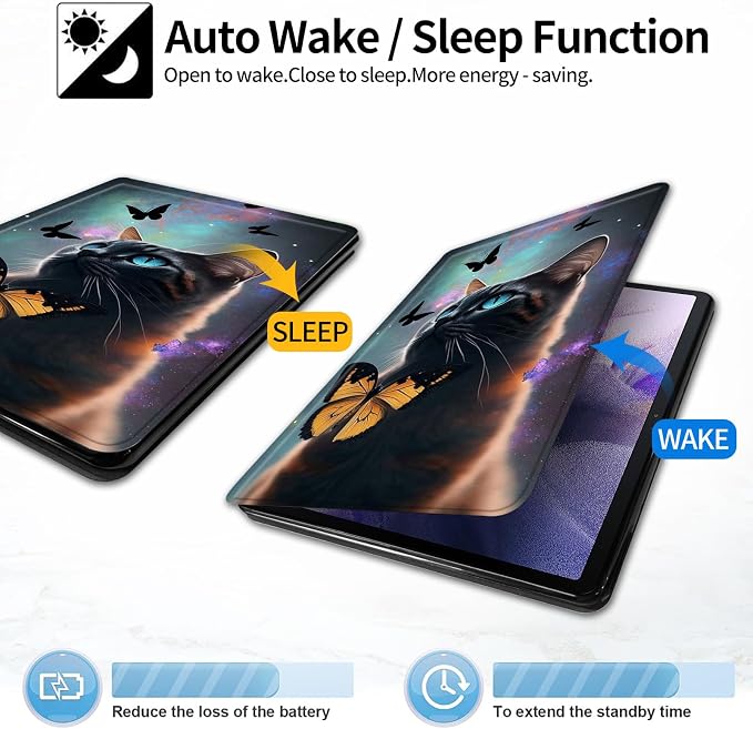 Case for Samsung Galaxy Tab A9 8.7-Inch 2023360 Degree Rotating Multi-Angle Viewing Protective Cover with Auto Sleep/Wake-Blue Butterfly