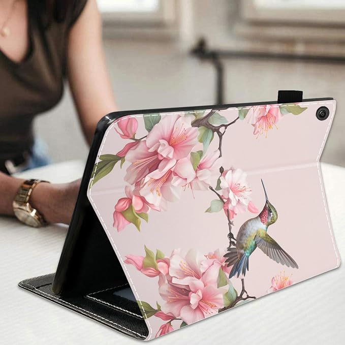 Case for Amazon Kindle Fire HD 10 Tablet 10.1 (9th/7th Generation 2019/2017 Release) Slim Folding Stand Folio Cover with Card Slot &amp Auto Wake/Sleep - African American Girl