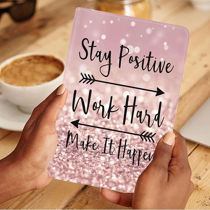 for iPad mini 1 2 3 4 5 Case Stay Positive Work Hard and Make It Happen Inspirational Quote Slim Lightweight PU Leather Stand Cover with Auto Wake/Sleep for iPad mini 5th/4th Gen 7.9 Inch