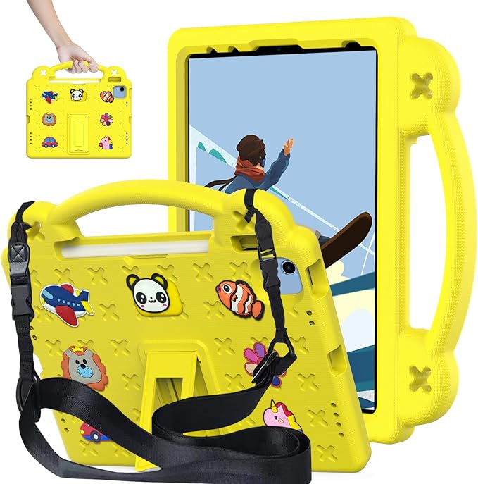 YRH Kids Case for iPad A18 (2026) Gen 12 / for iPad A16 (2025) with Strap Handle Stand EVA Shockproof Cover for iPad 12th Generation 11'' Blue