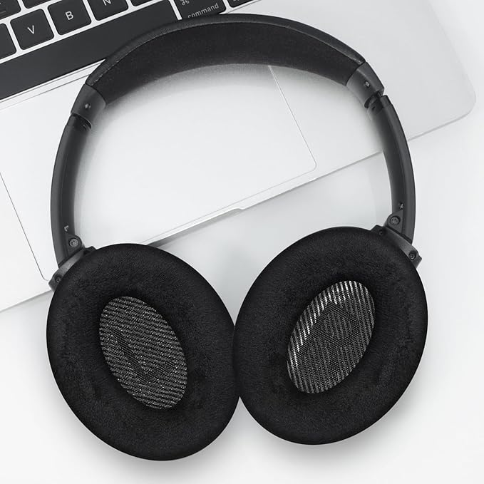Soft Velour Ear Pads, Replacement Ear Pads for Bose Quiet Comfort QC35 Headphones, with Softer Memory Foam and Durability, with Good Audio Quality