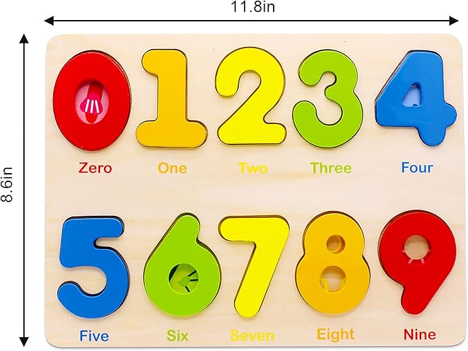 Aile Wooden Preschool Learning Number Puzzles Toys for Kids Age 2-4， Educational Toys.