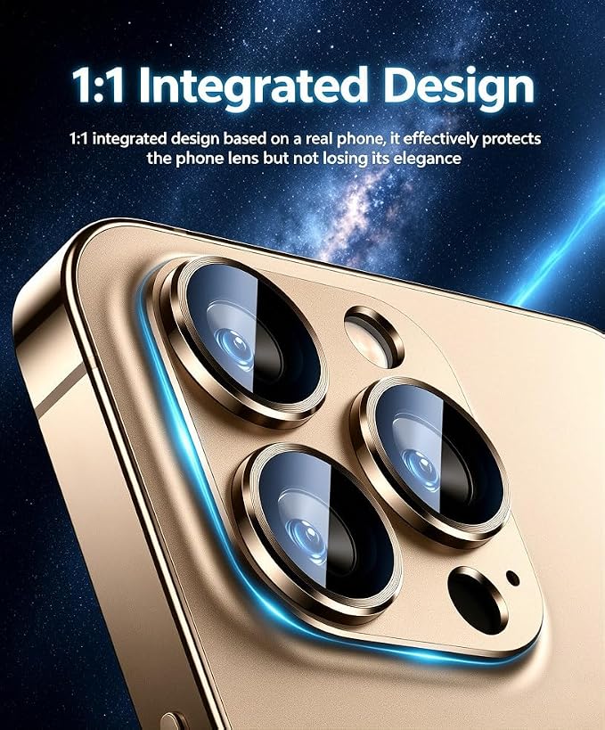 [2 Pack] Compatible for iPhone 13 Pro/iPhone 13 Pro Max Camera Lens Protector Metal Plus Tempered Glass Camera Cover Oneness Design Ultra Clear Anti-Explosion Black+Black