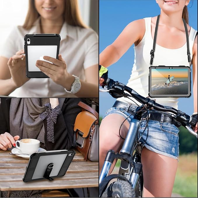 10.2 Waterproof Case Compatible with iPad 9th 8th 7th Generation 2021/2020/2019 Built-in Screen Protector with Strap Stand Pencil Holder Full Body Heavy Duty Protective Shockproof