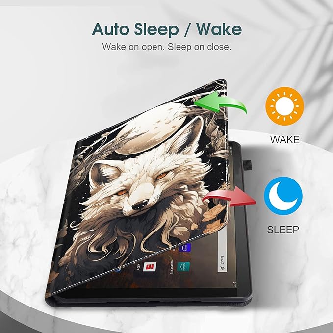 Case for All-New Amazon Fire HD 10 and 10 Plus Tablet (13th/11th Generation 2023/2021 Release) 10.1 Multi-Angle Smart Stand Cover Auto Sleep/Wake Skull and Fire