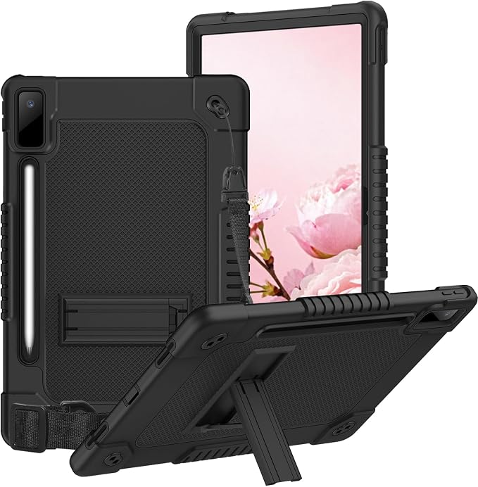Case for Lenovo Tab P12for Lenovo Tab P12 12.7 Tablet CaseShockproof with Kickstand/Shoulder Strap Case for Lenovo tab P12/Xiaoxin Pad Pro 12.7 Tablet TB370FU/TB371FC (Black)