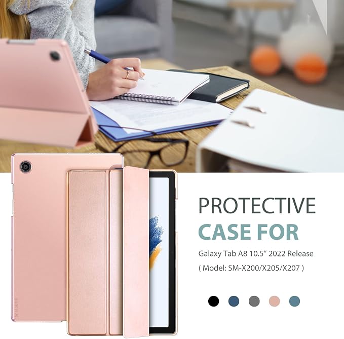 ProCase Smart Case for Galaxy Tab A8 10.5 Slim Stand Hard Back Shell Protective Smart Cover Case for Galaxy Tab A8 10.5 Inch 2022 SM-X200 X205 X207 -Black
