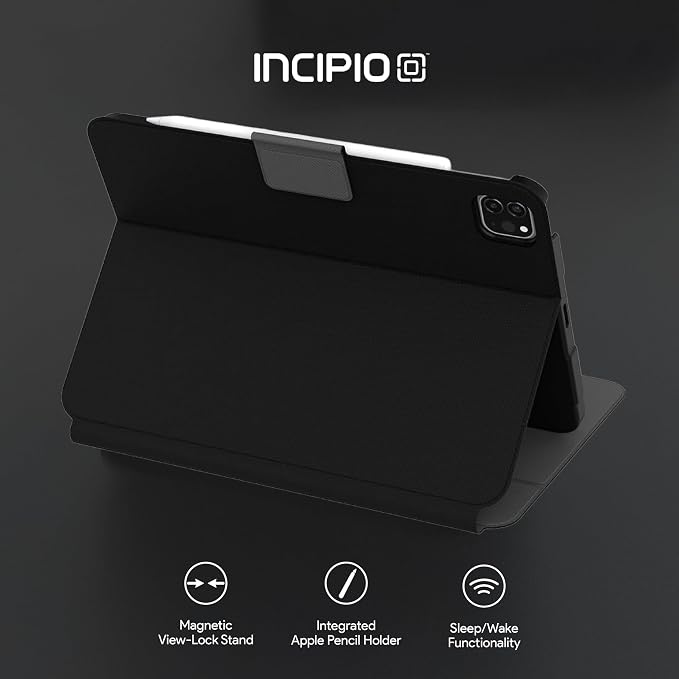 Incipio - SureView Protective Folio Case for iPad 10th Gen Lightweight Slim Cover with Adjustable Stand Scratch Protection (Black)