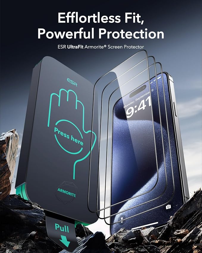 ESR 3 Pack for iPhone 14 Plus/13 Pro Max Screen Protector Armorite | 7X Impact Absorption 9H+ Tempered Glass Easy One-Pull Installation Full-Coverage Protection UltraFit Tray Bubble-Free
