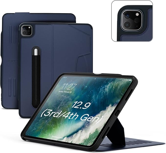 ZUGU Case for iPad Air 13 inch (M2/M3/M4) iPad Pro 12.9 Gen 3/4 [Aqua] | Ultra Slim Protective Cover Apple Pencil Holder w/Charging Convenient 10-Angle Magnetic Stand Auto Sleep/Wake Function