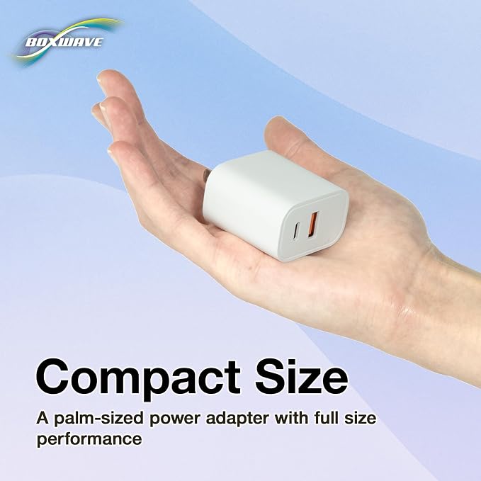BoxWave Charger Compatible with LG Tone Free FN7C - PD miniCube (20W) 20W PD USB Type-C Wall Charger - Winter White