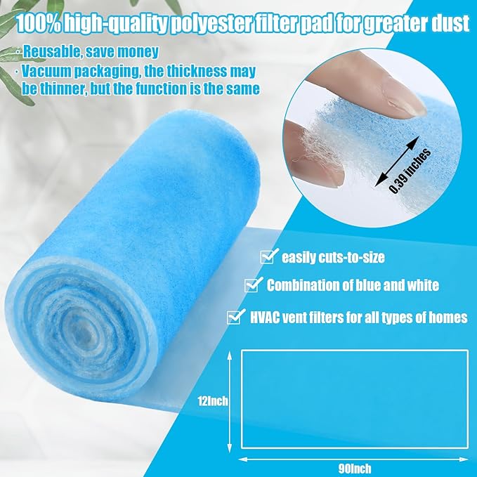Frienda 12 x 91 Inch Merv 8 Reusable Air Vent Filter Cut to Size Electrostatic