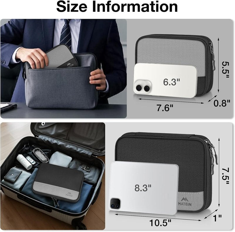 MATEIN Cord Organizer Travel Case, Cable Storage Bag, 2 Pack