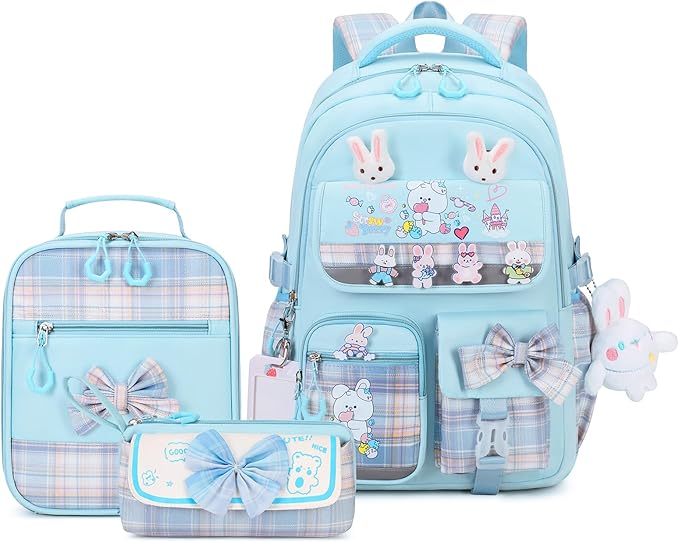 Girls Backpack 3pcs School Backpack with Lunch Box Teen Girl Backpack Set Cute Kids School Bag Bookbag for Teen Girls