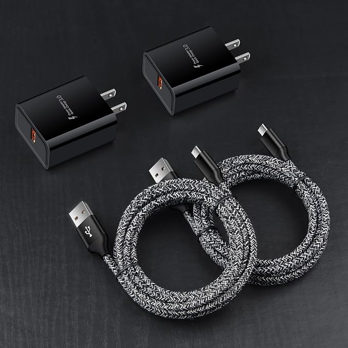 Android Phone Fast ChargerQuick3.0 USB Fast Wall Charger Plug Micro USB Cable 6FT Compatible for Samsung Galaxy J3 J5 J7 J8 S7 S6 A10 A02 A6 A01 LG Stylo 2 3 Plus Moto G/X/E E4 E5 E6s E7 G5 Plus