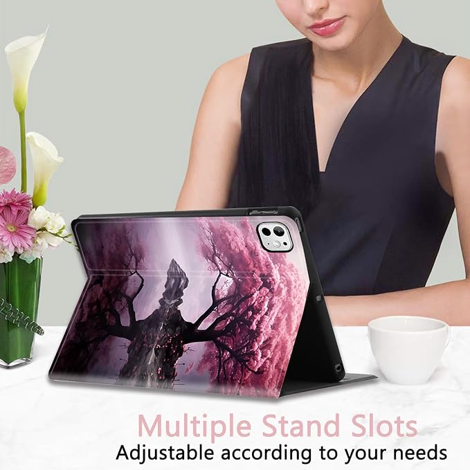 Case for iPad Pro 13 Inch M4 (2024) Slim Multi-Angle Smart Stand Cover with Automatic Sleep/Wake Function for iPad Pro 13 Inch Art Dragonfly