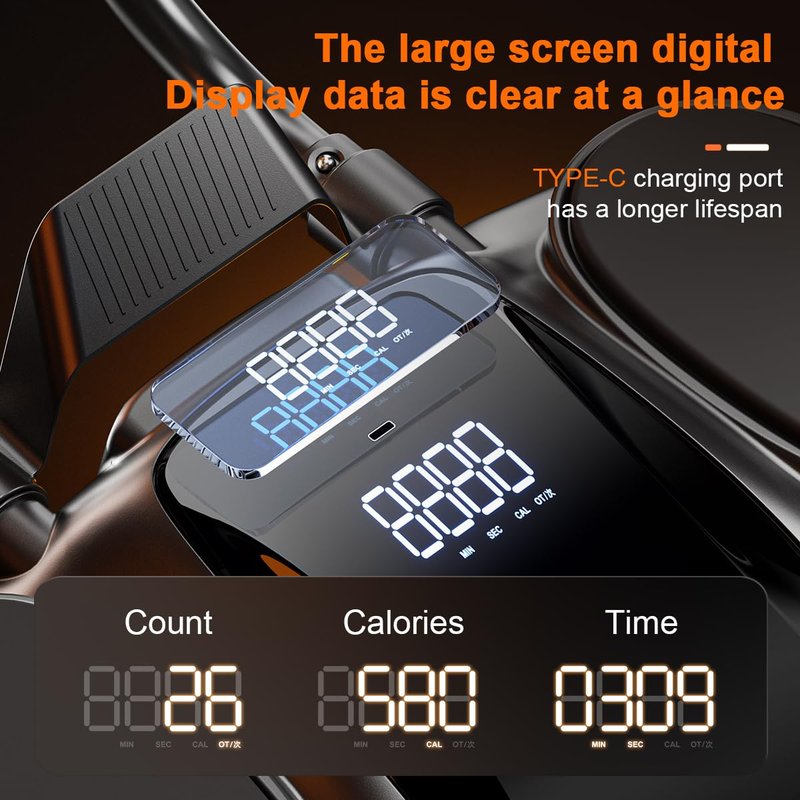 Ab Roller Wheel with Elbow Support - Abdominal Rebound Roller with LCD Large Screen Display