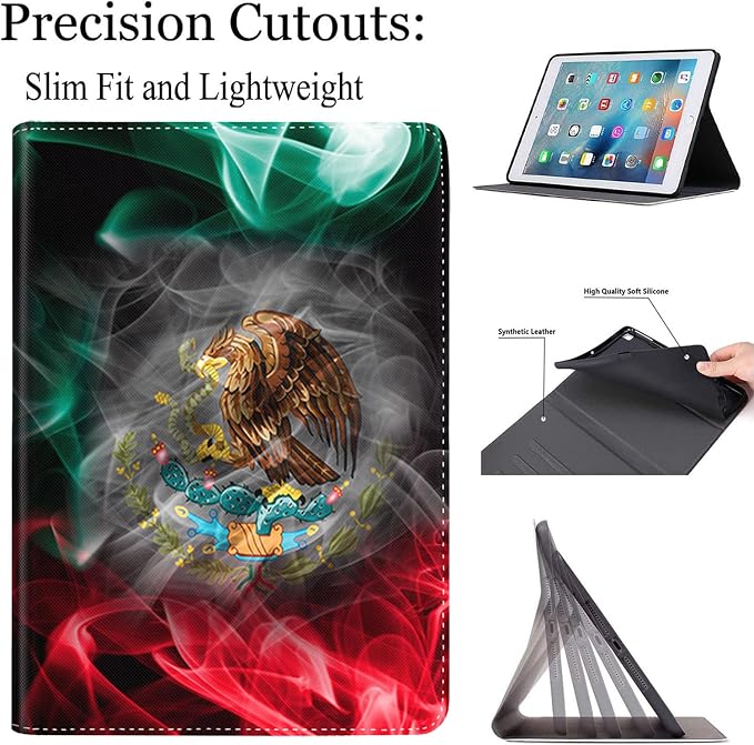 Case for ipad 10th Generation 10.9 inch 2022 iPad 10thMulti-Angle Stand Smart Protective Cover Shockproof Case Auto Sleep/Wake Smoke Flag of Mexico Flag