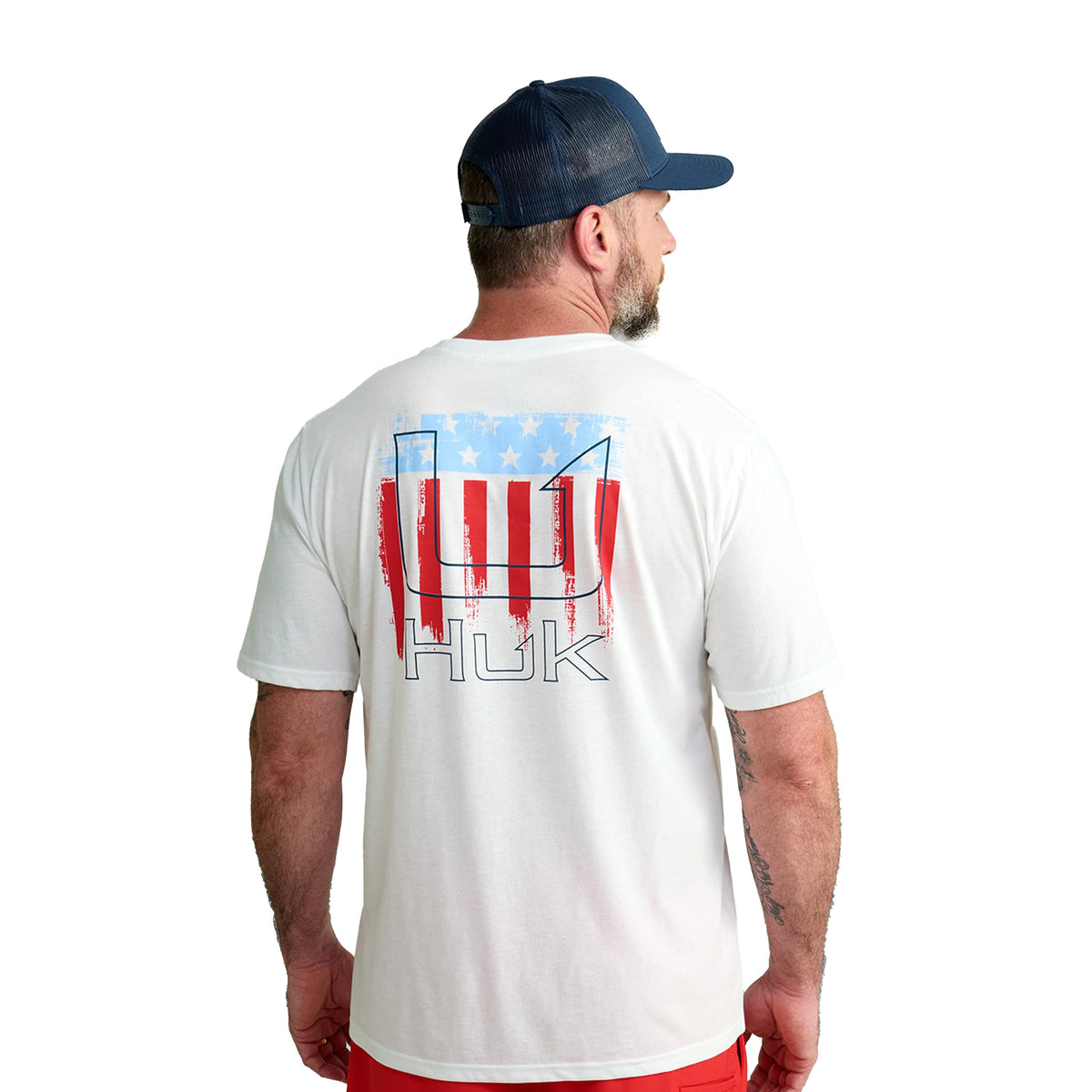 HUK Mens Fishing Graphic Tee, Performance Short Sleeve, Quick-Dry, Salute - White, X-Large