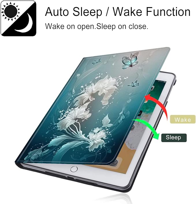 for Galaxy Tab S7 FE 5G Case 2021 PU Leather Smart Cover with Adjustable Stand &amp Auto Wake/Sleep Case for Samsung Galaxy S7 FE 5G/S8 Plus/S7 Plus 12.4 inch - Blue Art Butterflies