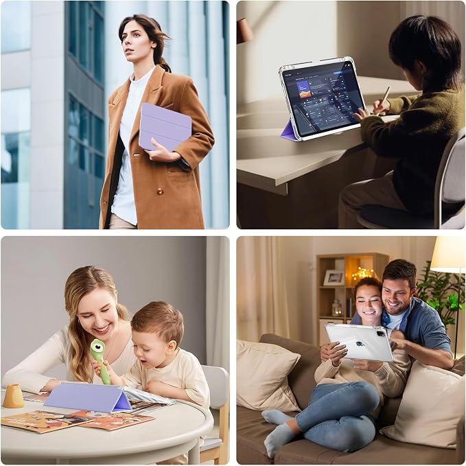 Case for iPad Air 13 Inch Case M4/M3/M2 (2026/2025/2024) Pro 12.9 Inch (6th/5th Gen 2022/2021) 2 in 1 Detachable Cover with Clear Hard Back Supports Touch ID Auto Wake/Sleep Black