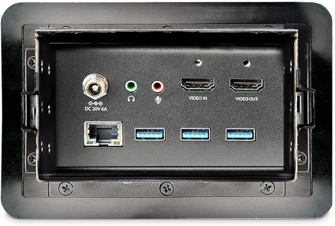StarTech.com Conference Room Docking Station - Universal Laptop Dock - 4K HDMI, 60W Power Delivery, USB Hub, GbE, Audio - in-Table Connectivity Box for Huddle/Boardroom Collaboration Space, TAA