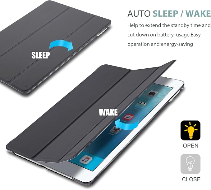 ProCase Smart Case for iPad mini 1 2 3(Model: A1432 A1454 A1455 A1489 A1490 A1491 A1599 A1600) Slim Lightweight Stand Cover with Translucent Frosted Back Support Auto Sleep/Wake -Grey