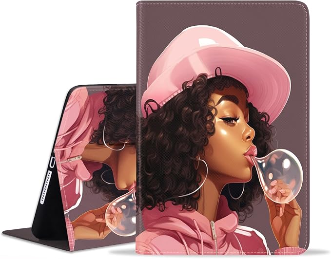 Case for iPad (A16) 11th Generation 11 Inch 2025 iPad 10th Generation 10.9 Inch 2022 Adjustable Stand Auto Wake/Sleep Smart Leather Case African American Black Girl