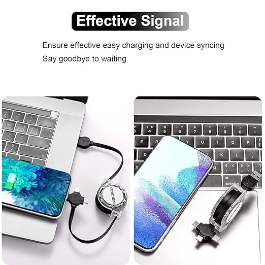 3 in 1 Retractable Multi Charging Cable Fast Charging Cord 2Pack3.3Ft | USB Cable Phone Multiple Charger with USB C/Lightning/Micro Travel Car Accessories for iPhone 17 16 15 14/Samsung/Kindle/Car
