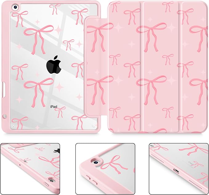 May Chen for iPad 9th Generation with Pencil Holder iPad 8th/7th Gen Case 10.2-inch [Penceil Holder] Trifold Stand Auto Wake/Sleep Clear TPU Protection Back Cover Ballet Shoes