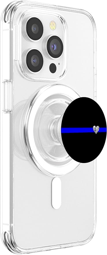 Fallen officer remembrance thin blue line design with Heart PopSockets Adhesive PopGrip