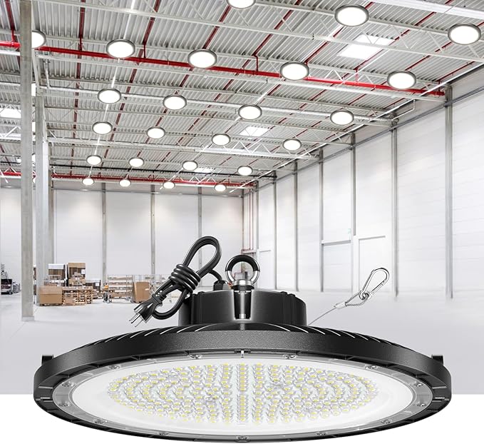 High Bay LED Shop Lights, 1 Pack, 150W, 5000K, 22500LM, UFO LED High Bay Light with 5' Cable(Eqv.600w Mh/Hps/Hid) Shop Lights for Garage Factory Workshop Warehouse Barn