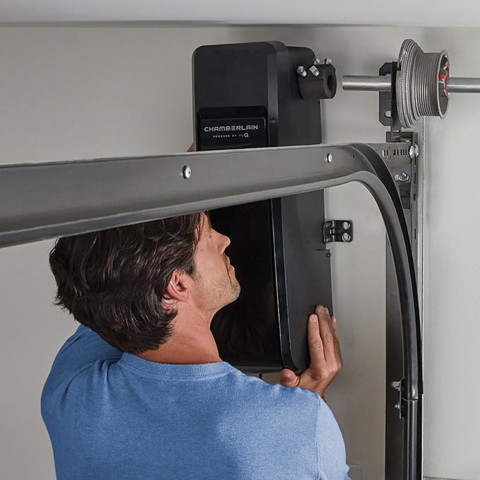 CHAMBERLAIN RJO101MC Ultra-Quiet Wall Mounted with Battery Backup and LED Lighting Garage Door Opener, 36 pounds, Black
