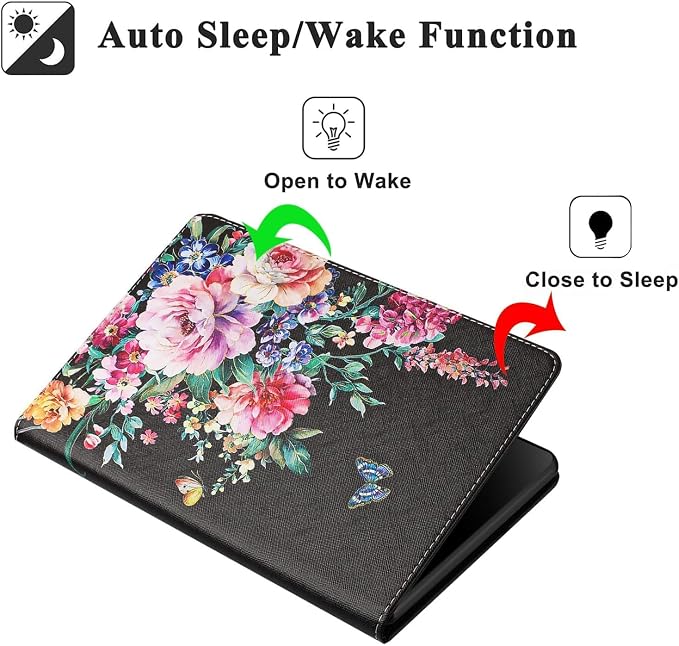 Case for Amazon Fire HD 8 &amp 8 Plus (12th/10th Generation 2024/2022/2020 Release) Pen Holder Premium PU Leather Stand Cover with Smart Auto Wake/Sleep Green Tress